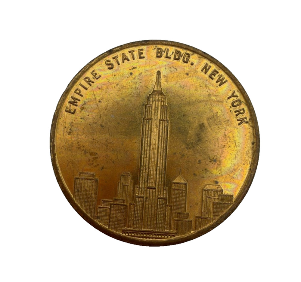 Vintage Empire State Building New York City Brass Souvenir Token Medal